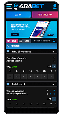 4raBet Android Mobile App Home